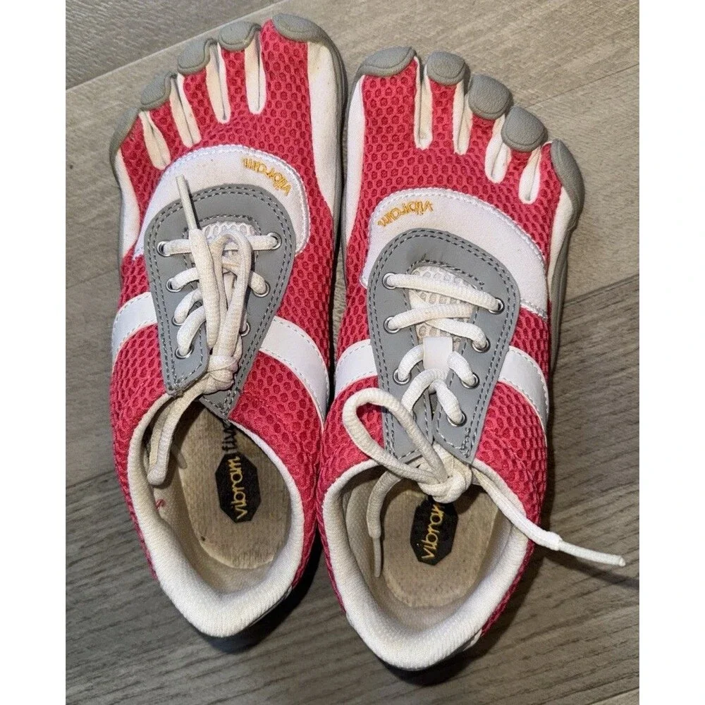 Vibram Five Finger Minimalist Hot Pink And Gray Kids Shoes Jr Size 36